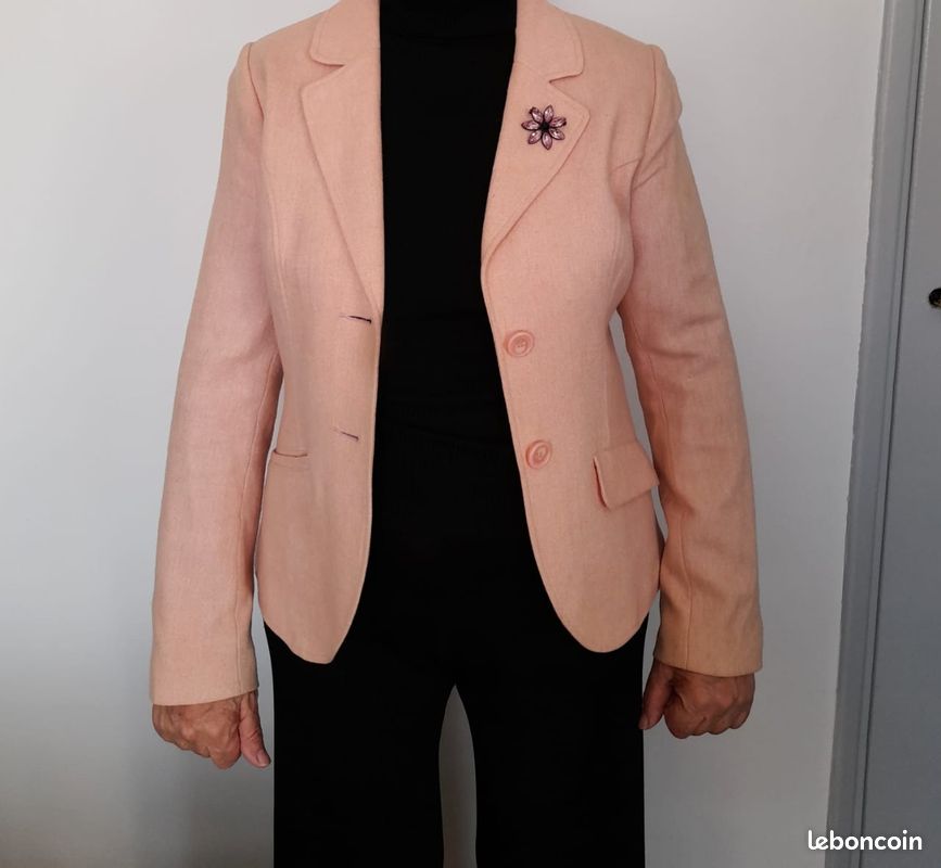 Veste classique en flanelle rose (image 6)