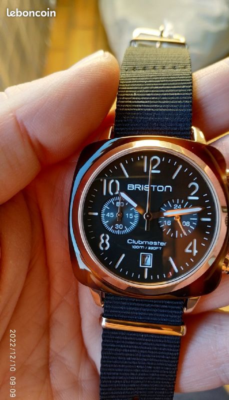 Montre Briston Chronographe Clubmaster Noir NEUVE Classic Acetate + bracelet métal Neuf offert, Blac (image 7)