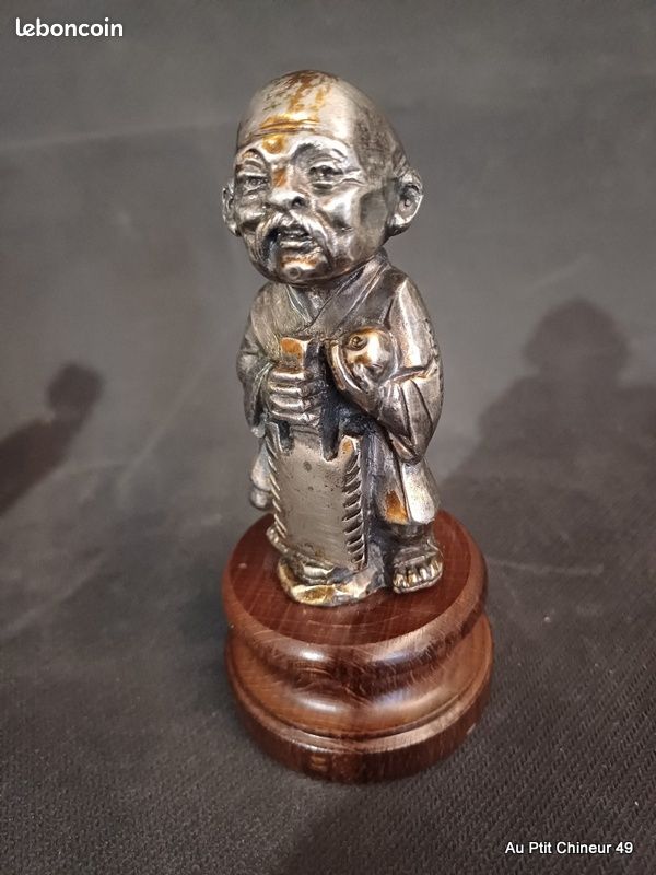 Paire De Bustes Italiens En étain Argenté - Personnes âgées - H9cm - Occasion
