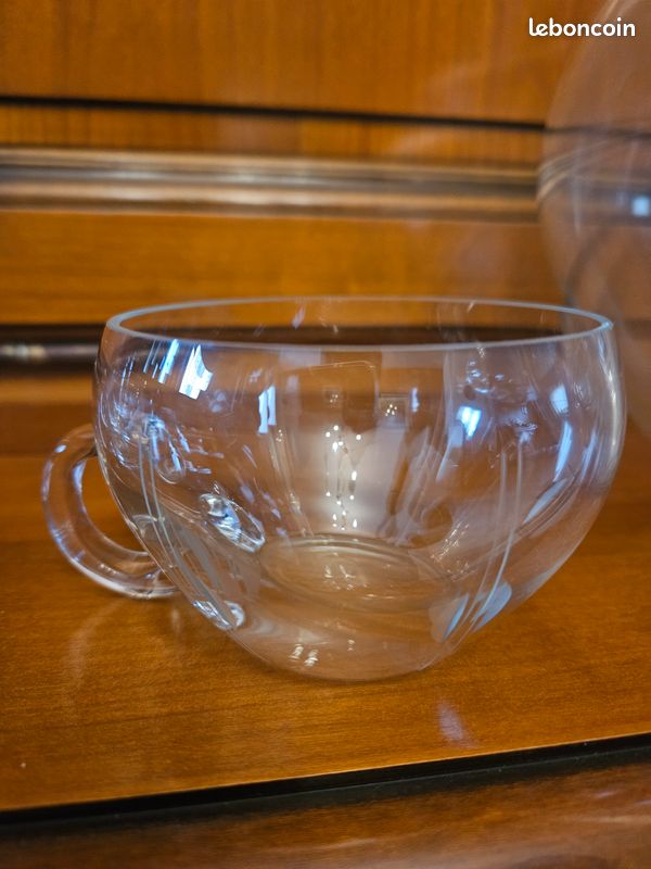 Service à Punch VIRNA - Cristallerie Décor Italie - 6 Coupes/tasses En Verre