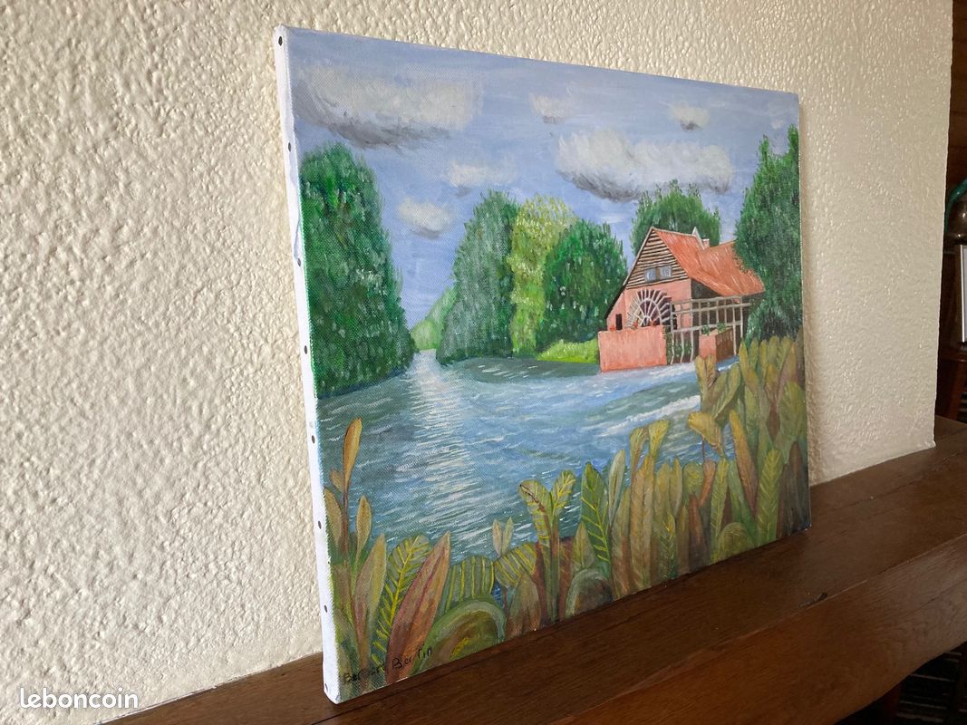 Peinture à l’huile « Le Moulin de Maintenay » Hauts-de-France (image 3)