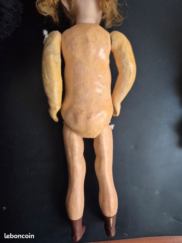 Poupée Ancienne Reproduction Albert MARQUE (28 Cm, Tête Biscuit, Yeux Bleus) - Neuve