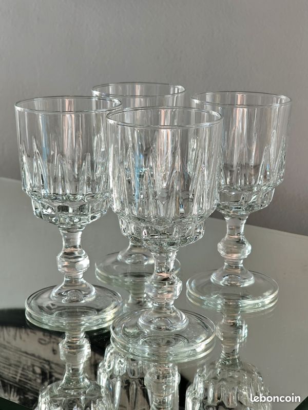 6 VERRES À liqueur cristal d'Arques Luminarc modèle FLAMMES (2 lots