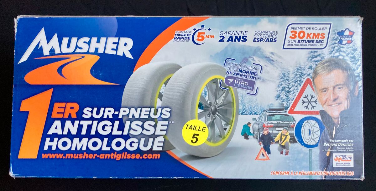 CHAUSSETTES NEIGE MUSHER ANTIGLISSE V2 TAILLE 3 (LA PAIRE) 