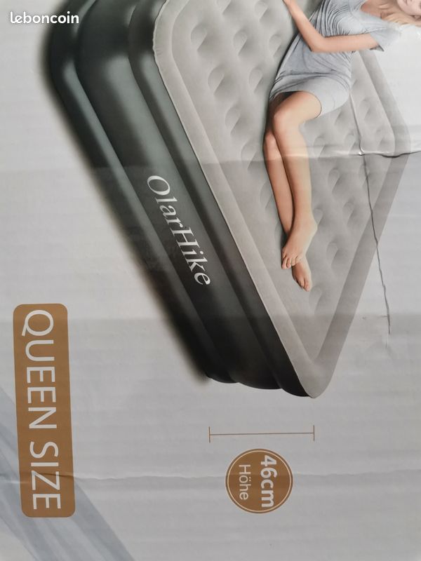 Matelas Gonflable 1 Personne Avec Pompe Intégrée - Épaisseur 46 Cm, Support Jusqu'à 150 Kg - Noir, Pour Invités, Camping