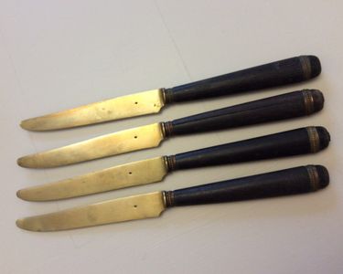 RARE 6 GRANDS Couteaux Anciens Signe Cr Monogramme Virole Argent Lame
