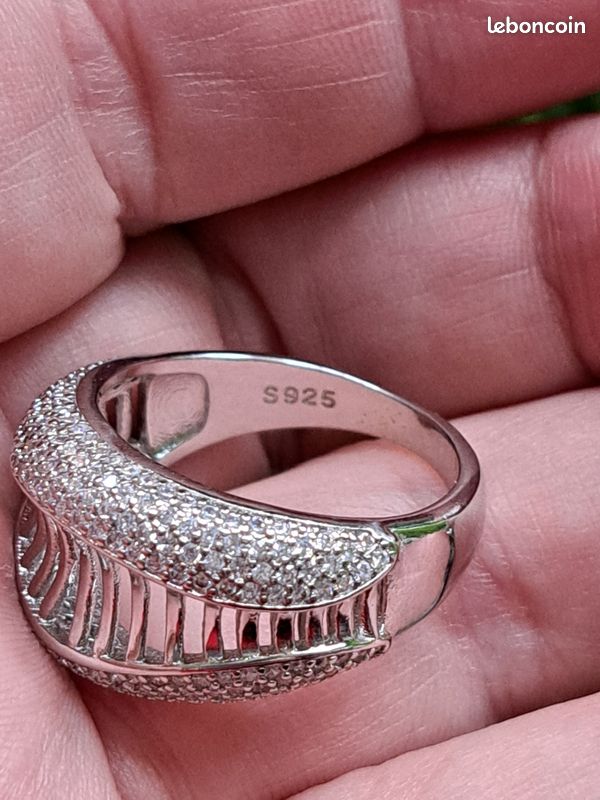 Bague Argent S925 Zircones blanc Style Moderne Ajouré Femme taille 63 (image 8)
