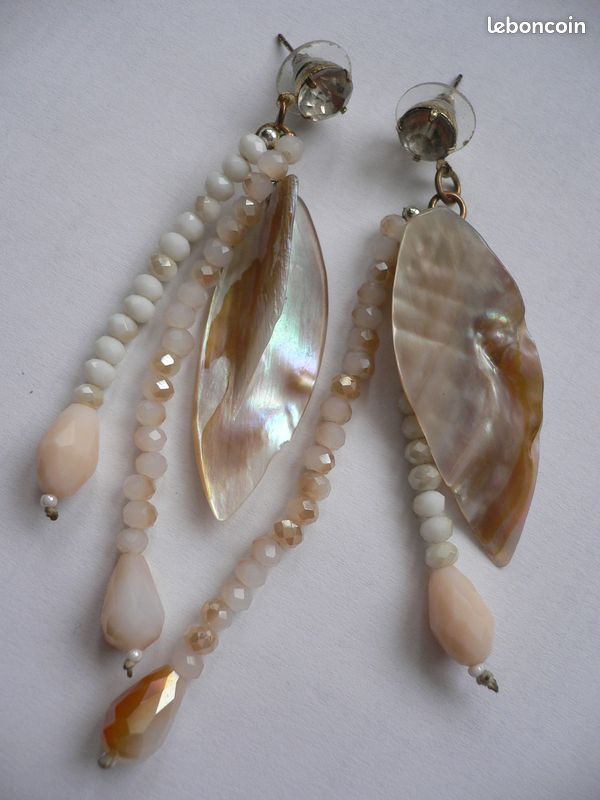 Boucle d'oreille en nacre véritable NSK75 (image 1)
