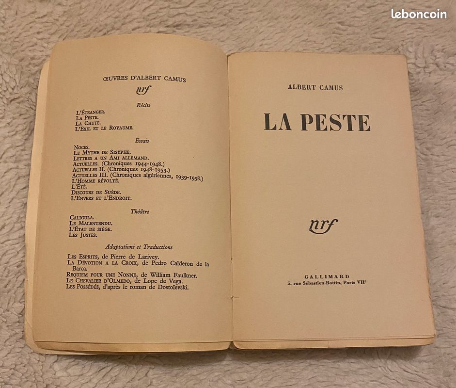 Livre Ancien – L'État De Siège – Albert Camus – Édition Originale Gallimard 1948