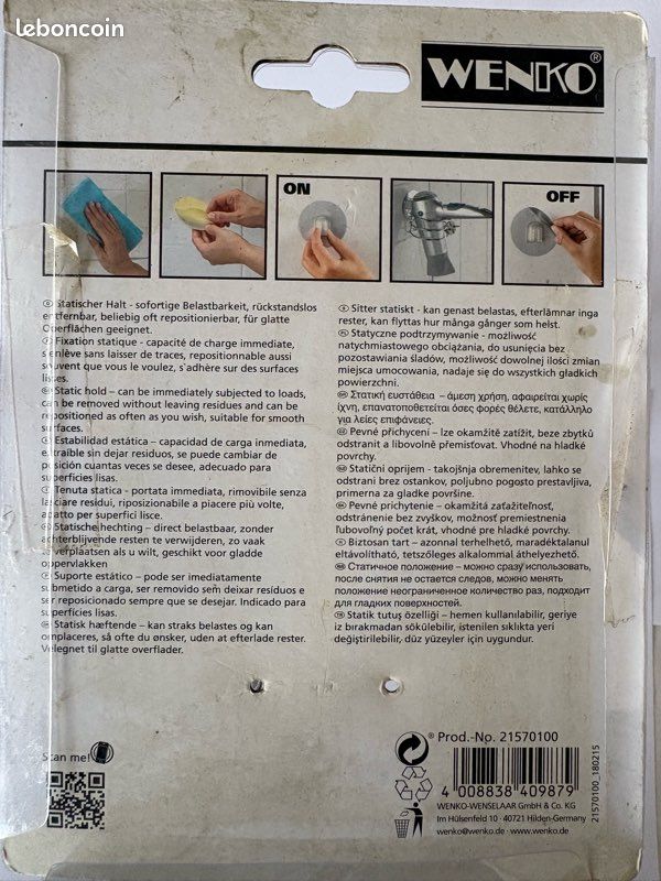 Porte sèche-cheveux inox sans perçage (image 2)