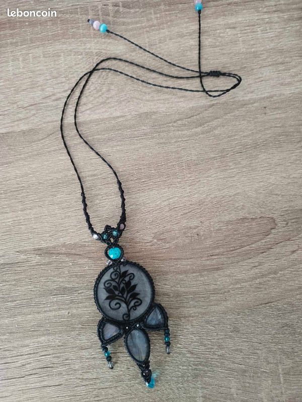 Collier obsidienne et labradorite Montres Bijoux