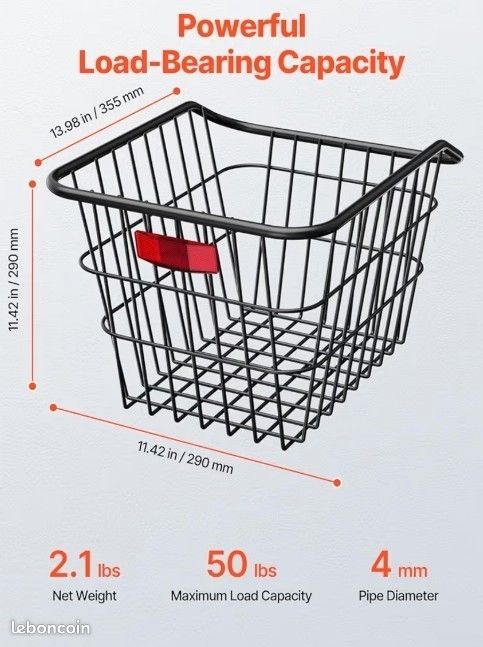 Panier à Vélo Arrière En Métal - Grand Et Stable Pour Tous Vos Trajets