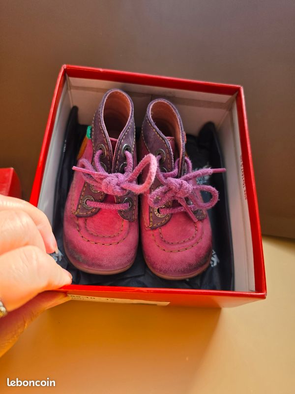 Chaussures bébé Kickers fille en cuir rose maintient Pointure 20 pied (image 5)