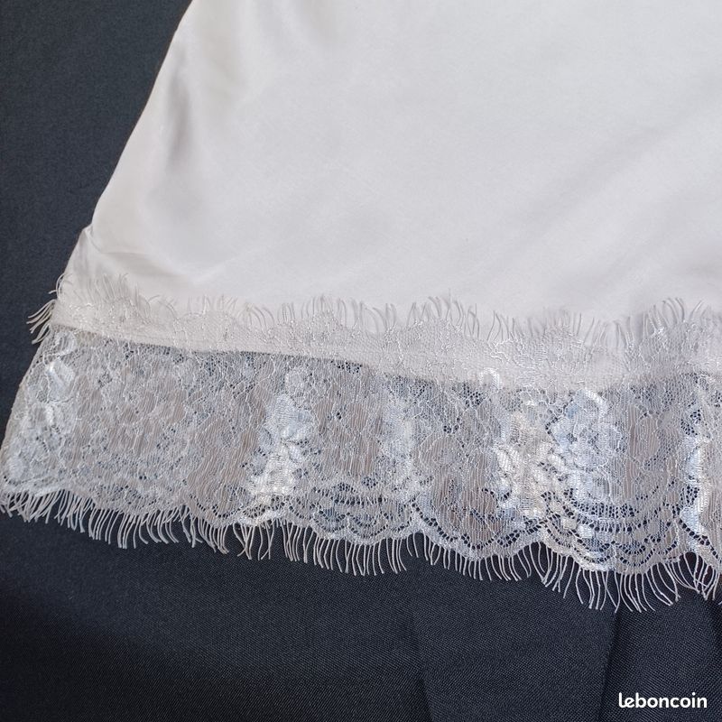 Tunique satinée et dentelle T 38 crème (image 4)