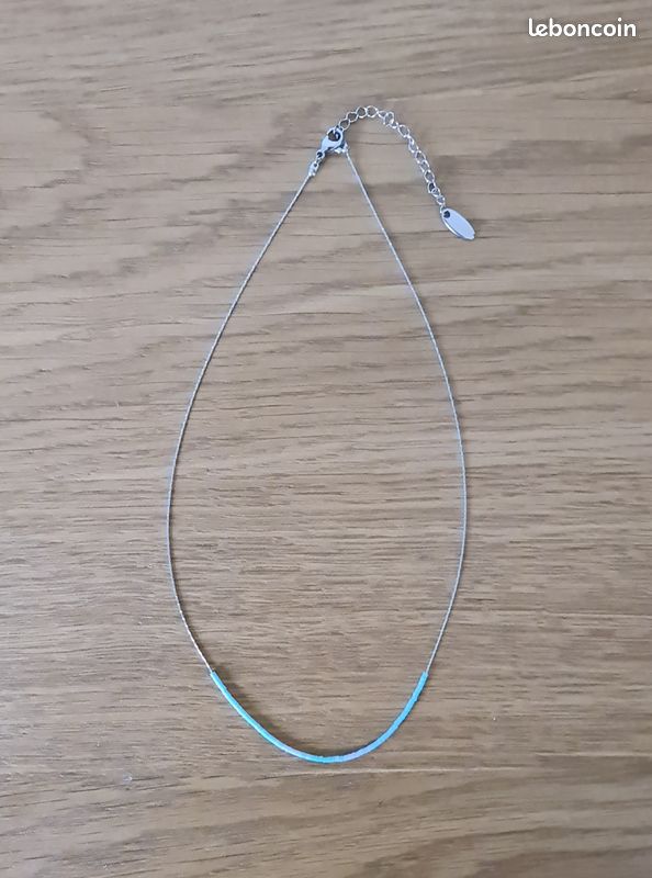 Collier acier inoxydable perles Miyuki bleues mauves et vertes (image 1)