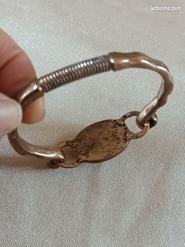Bracelet vintage grosse pierre jaune et laiton (image 5)