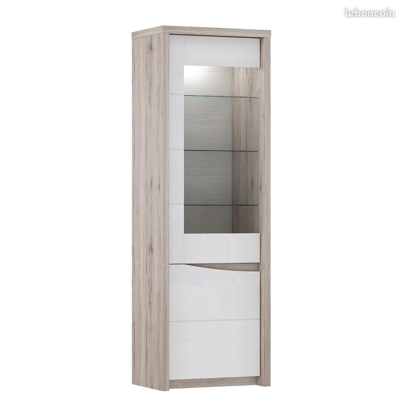 Vitrine 2 portes Saint Tropez - H190×L63×P42cm (image 1)