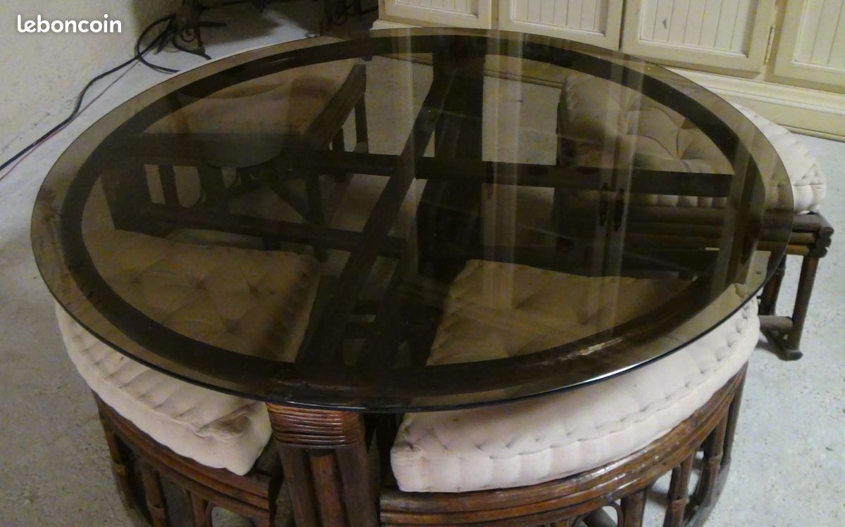 Table en osier réglable sur deux positions avec 4 assises (image 2)