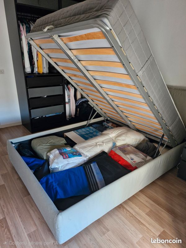 Lit coffre 140×200 avec matelas (image 2)