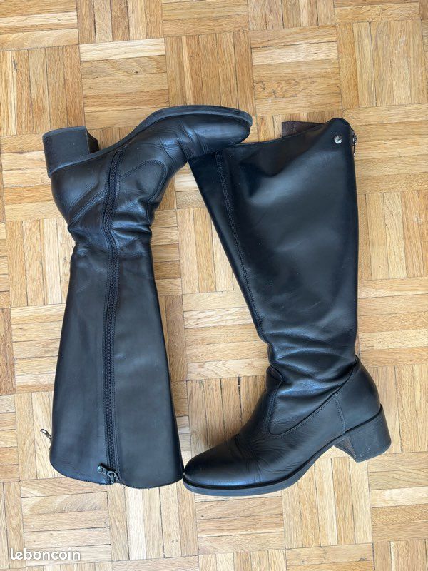 Bottes hautes / cavalière italienne en cuir noir (image 1)