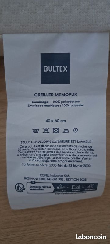 Oreiller à mémoire de forme anatomique (NEUF) (image 5)