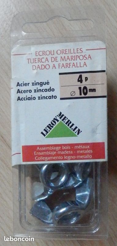 Ecrou Oreilles M10 Acier zingué- quantité = 4 : NEUF (image 3)