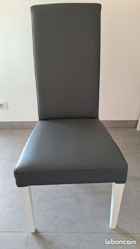 Chaises de salle à manger en PU gris (image 1)
