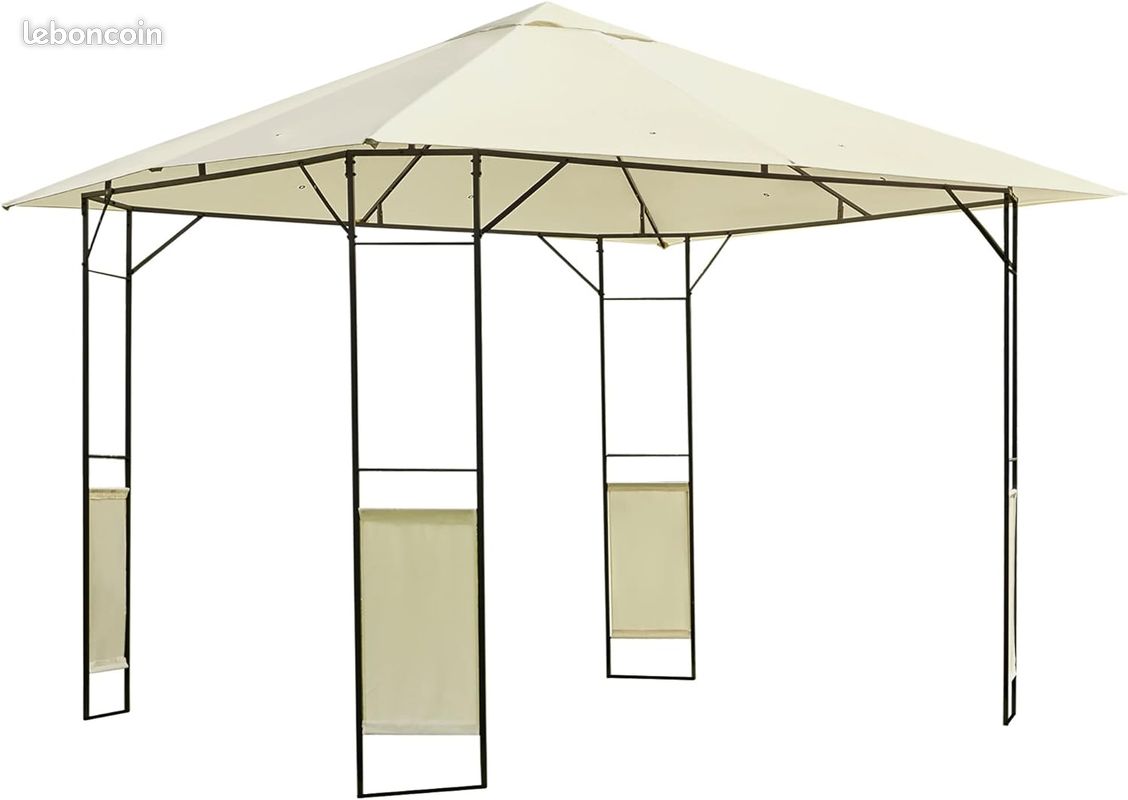 Tonnelle Barnum Pavillon de Jardin 3L x 3l x 2,6H m Toile Crème (image 1)