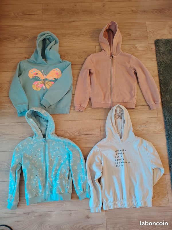 4 jolies vêtements sweat / pull zippés à capuche TBE 6/8 ans enfants unisexe garçon ou fille (7) (image 1)