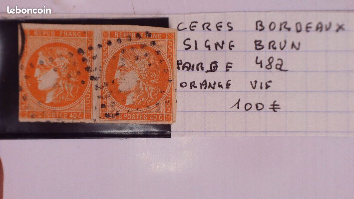 Timbres France Collection Cérès Bordeaux N°48 Et 49 Oblitérés - Cote 500 - Pour Collectionneurs Passionnés