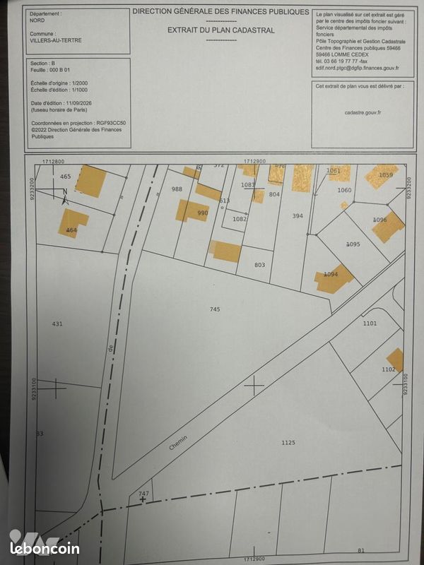 Terrain 6711 m² · à Villers-au-Tertre · 6 711 m² · 262 000 €