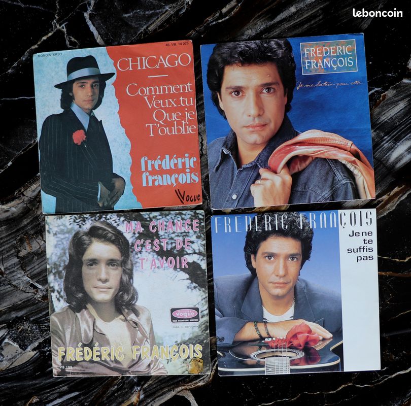 Frédéric François 4 vinyles 45 tours « Chicago » 1975 VG++/VG+ « Ma chance c’est de t’avoir » 1971 VG++/VG+ « Je me battrai pour elle » 1991 VG++/VG+ « Je ne te suffis pas » 1992 VG++/VG++/VG+ réfn°79 (image 2)