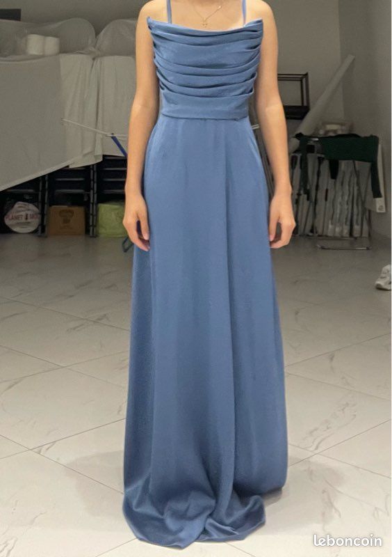 Robe Rinascimento Bleu - Taille XS, Manches Courtes - Polyester - Neuf Avec étiquettes