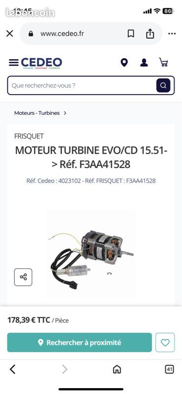 Moteur turbine EV0/CD 15 51 chaudière frisquet (image 1)