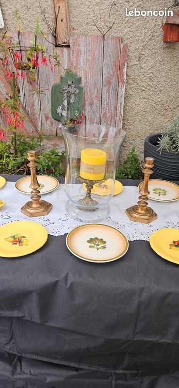 Lot de 6 assiettes à dessert ou à brunch décor cerise en faïence italienne (image 2)