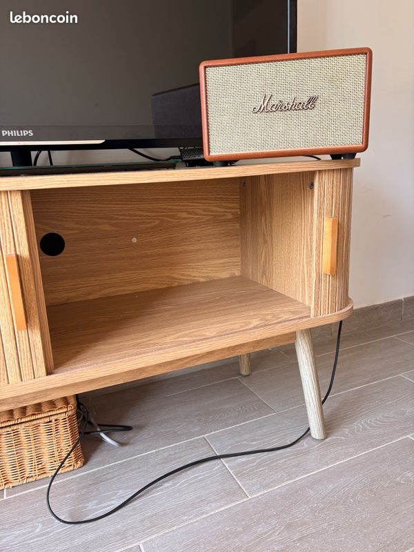 Meuble télé en bois portes coulissantes (image 2)