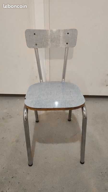Chaise Formica bleu/ gris (image 1)