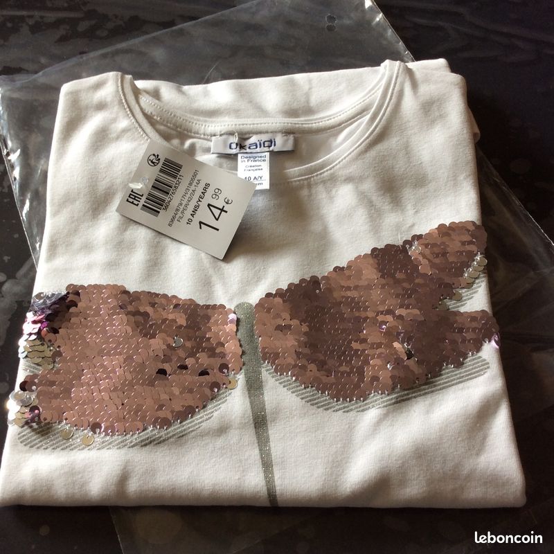 Tee shirt fille neuf 10ans (image 2)