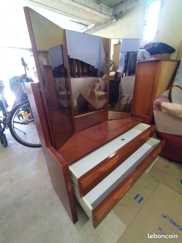 Meuble COIFFEUSE à MIROIR et 2 Tiroirs (image 2)