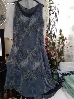 Robe été en voile-bleue-dessous marine- t.42 (image 2)