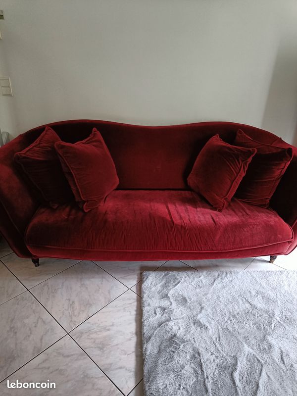 Canapé velours rouge (image 1)