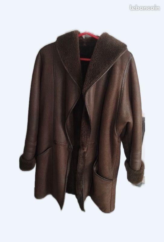 Manteau cuire et fourrure véritable (image 1)