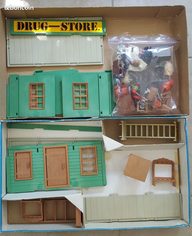 PLAYMOBIL Vintage Western 3462 Drugstore Complet Personnages Accessoires