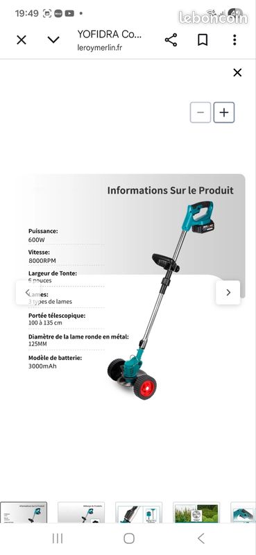 Coupe bordure, tondeuse avec batterie (image 1)