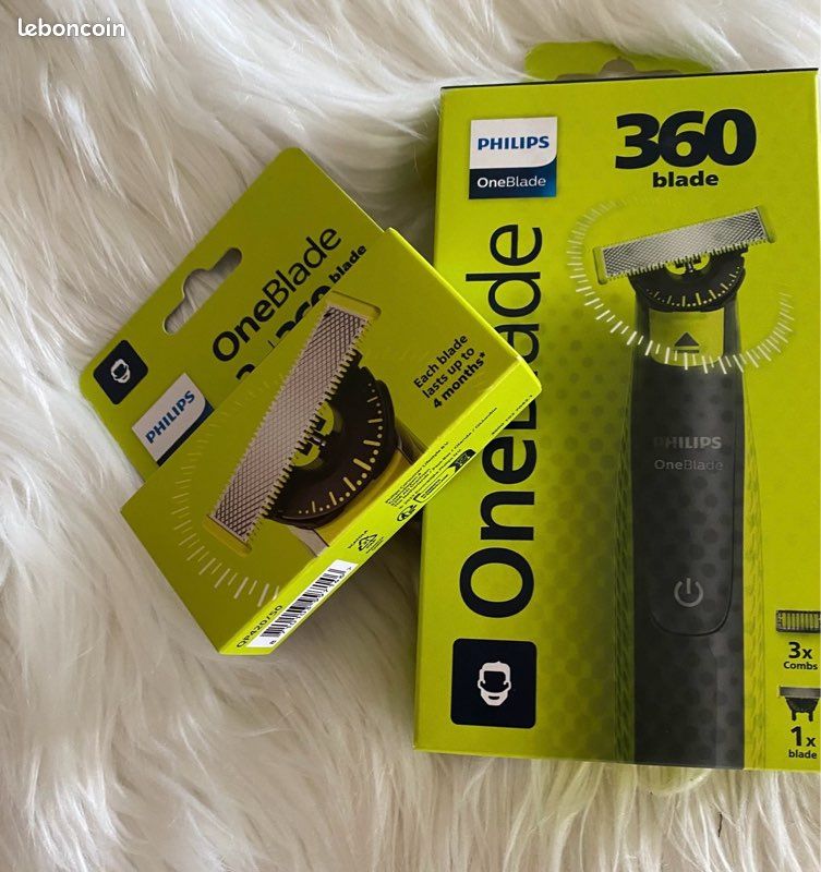 Rasoir Philips 360 One Blade complet neuf avec 1 blade et en plus vendu avec une boîte 2 lames neuves supplémentaires (image 1)