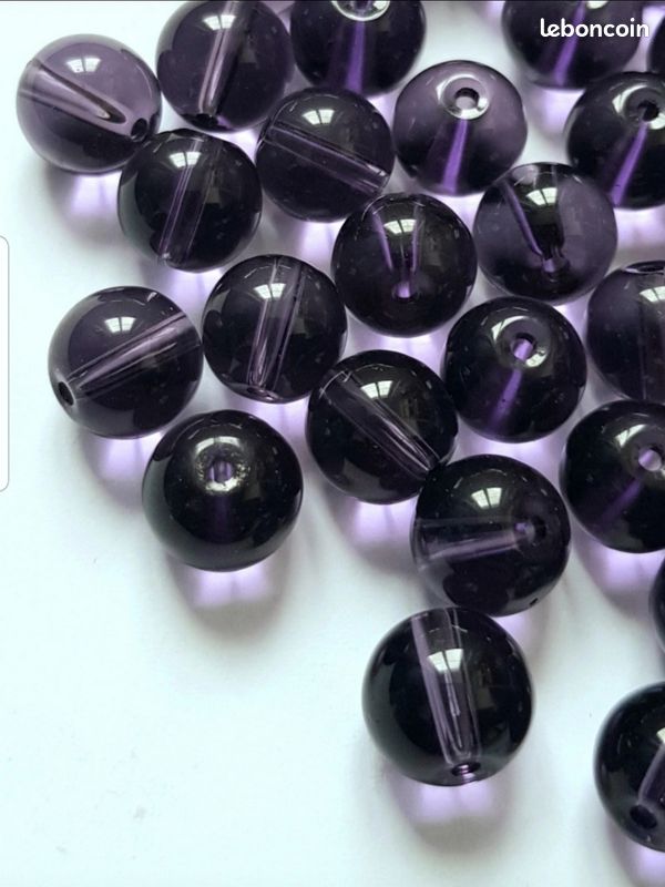 Lot De 30 Perles Acrylique Violet Effet Craquelé – 10 Mm – Pour Création De Bijoux Fantaisie