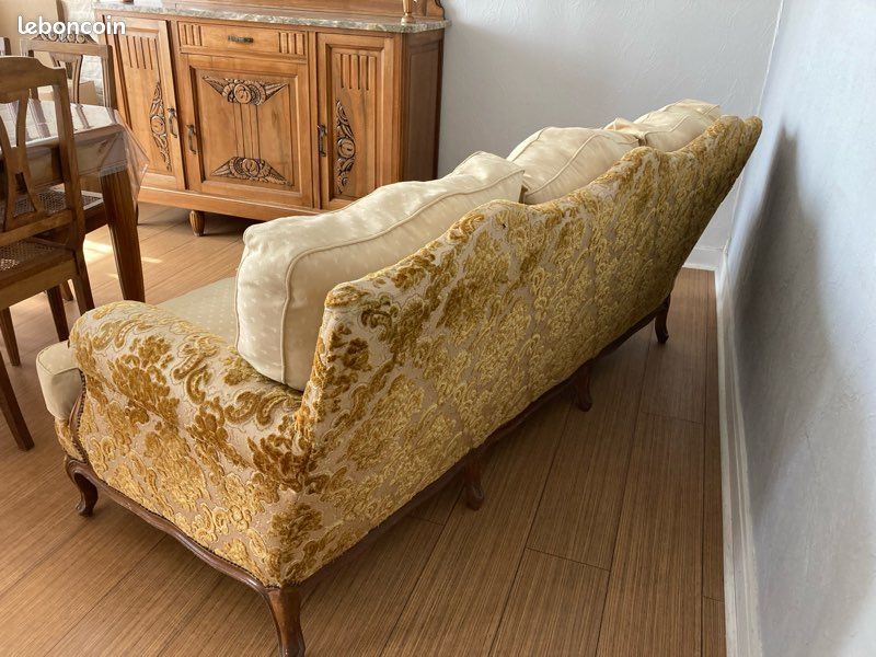 Banquette Louis XV Bois Doré Sculpté XXème Siècle Fait Main