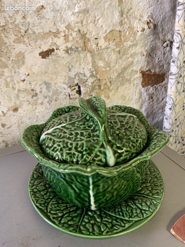 Soupière en faïence de Gien décor Cactus