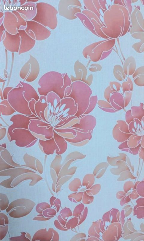 Papier peint vintage fleurs roses (image 2)