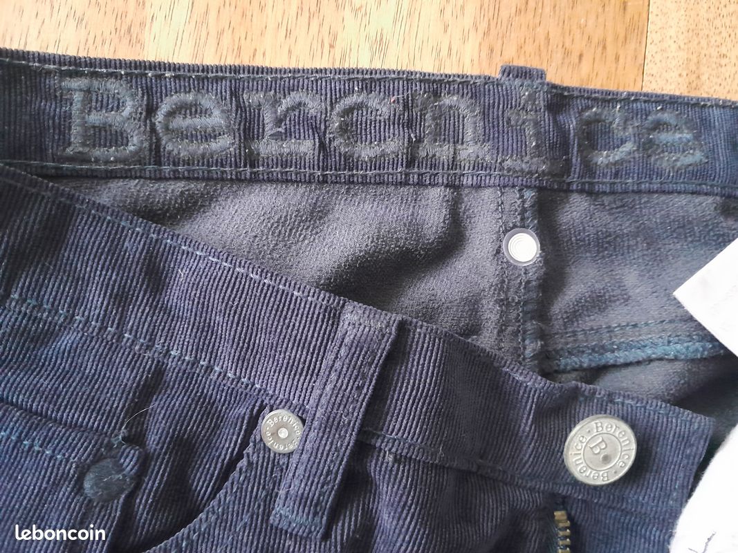 Pantalon velours Bérénice T S Bleu marine (image 2)